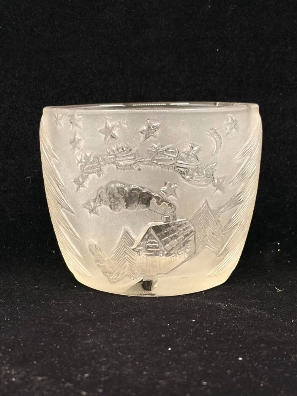 Vintage Celebrations Night Before Christmas Frosted Votive Glass Candle Holder